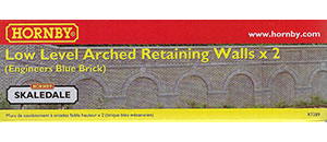 R7389 - Hornby Low Level Arched Retaining Walls x2 (Engineers Blue Brick)