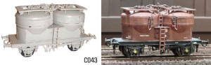 Dapol Model Railway Plastic Kits - Prestwin Twin Silo Cement Wagon - C043