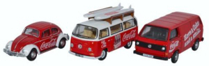 76SET60CC - Oxford Diecast VW Coca Cola 3 Piece Set