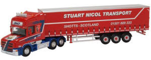 76TCAB010 - Oxford Diecast - Scania T Cab - Curtainside Stuart Nicol Transport