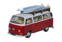Oxford Diecast VW Bay Window Bus/Surfboards Montana Red / White - 76vw024
