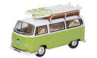 76VW028 - Oxford Diecast VW Bay Window Bus / Surfboards Lime Green / White