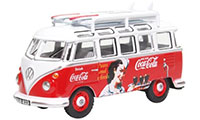76VWS008CC - Oxford Diecast VW T1 Bus and Surfboard - Coca Cola